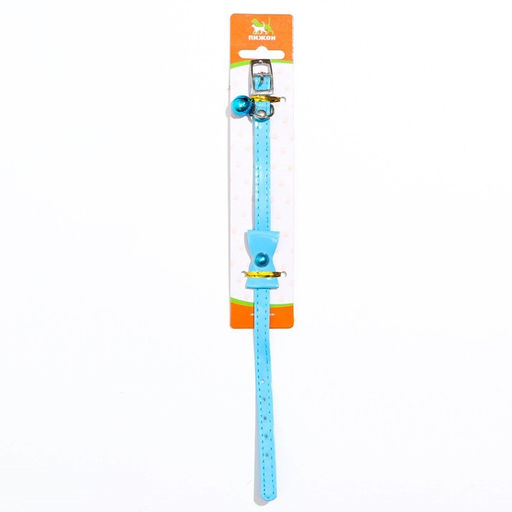 Ошейник Сияние с бусиной и бубенчиком, 29 х 1 см, ОШ 21-26, голубой - Пижон фото 4