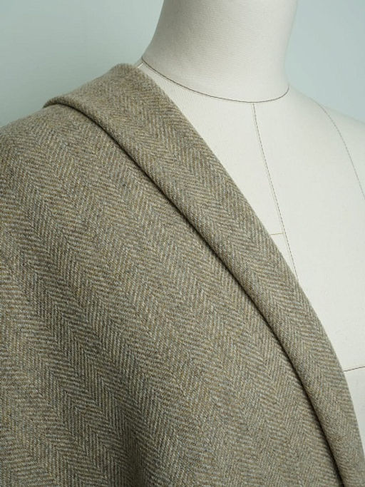 Шерсть пальтово-костюмная Твид Елочка цв.песочный, ш.1.5м, шерсть-60%, п/э-40%, 310гр/м.кв - Купава фото 2