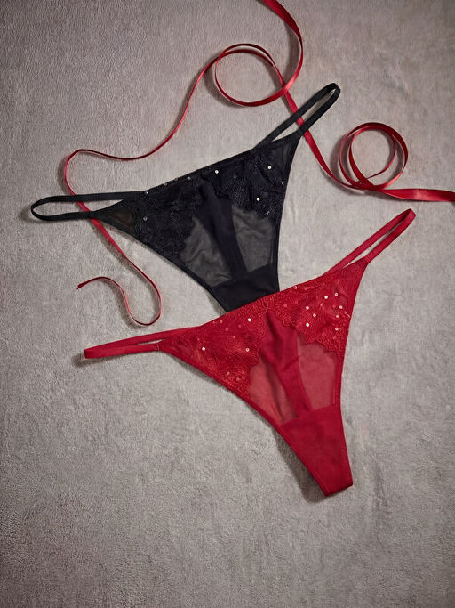 Dantel Detayl? Fantezi Tanga K?lot 2li