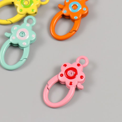 Цена за 4 шт. Карабин металл с кольцом Овал. Цветок МИКС 3,6х1,8 см - Арт узор фото 4