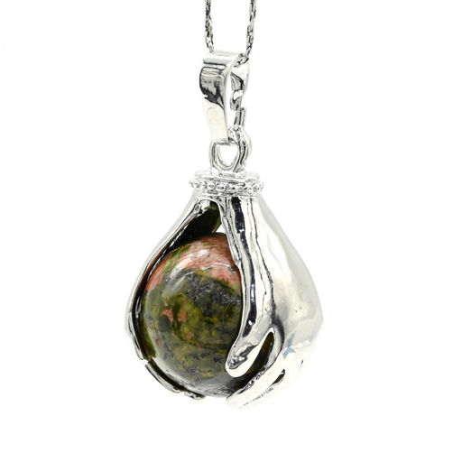 Подвеска Шар в ладонях 18*23мм с унакитом