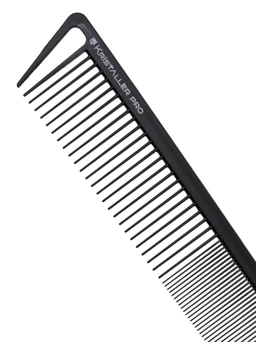 Kristaller Профессиональный гребень для волос комбинированный 06940, карбон, черный, 22 см  фото 3