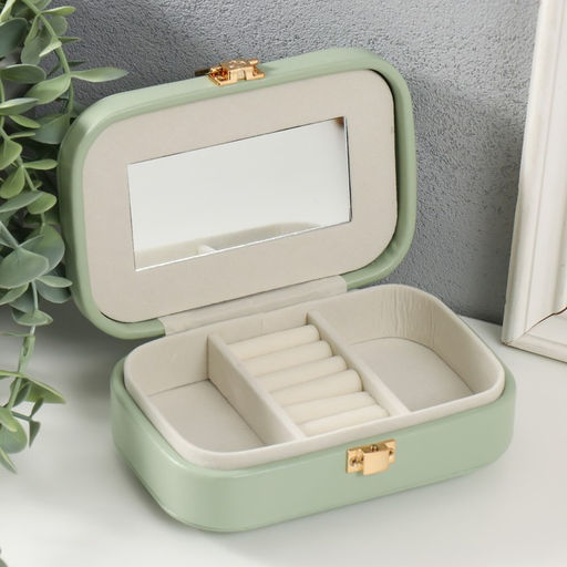 Шкатулка кожзам для украшений Эмори зелёная 15х10х4,5 см - Simaland фото 3