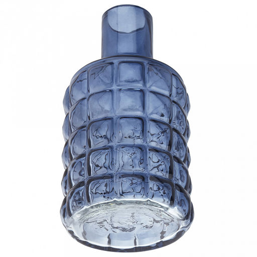 Ваза для цветов стеклянная "Альхес" 1,25л, д11,8см, h22,5см, форма "бутылка", малая, текстурная, "Скандик", черника (Россия)