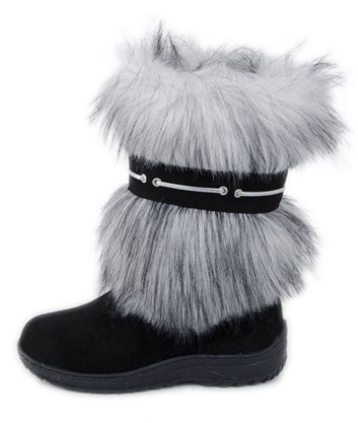 Унты женские на литой подошве. Черные. Мех песец - Roshva фото 2