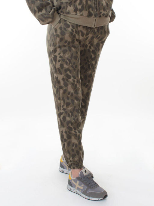 869-3 GREEN/LEOPARD Костюм спортивный зимний женский (95% хлопок, 5% полиэстер)