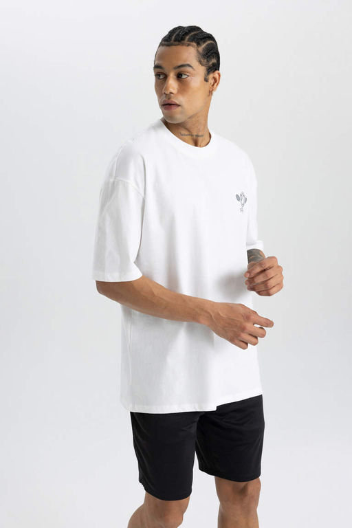 DeFactoFit Футболка Oversize с круглым вырезом и короткими рукавами с принтом на спине  фото 5