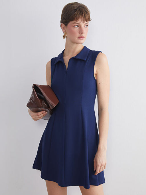 Polo Yaka A Kesim Mini Elbise