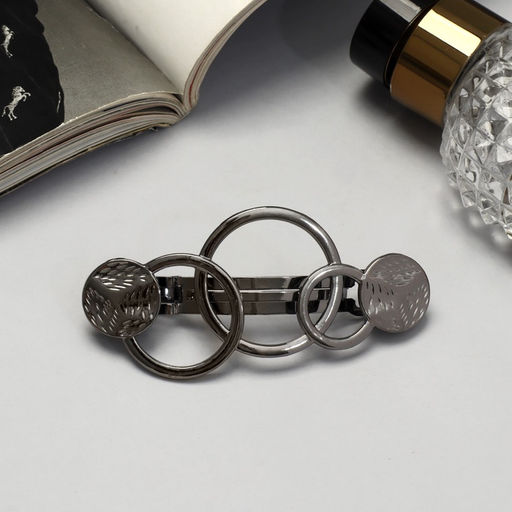 Цена за 2 шт. Заколка - автомат для волос «Либерти», круги, 7.5 см, серебро