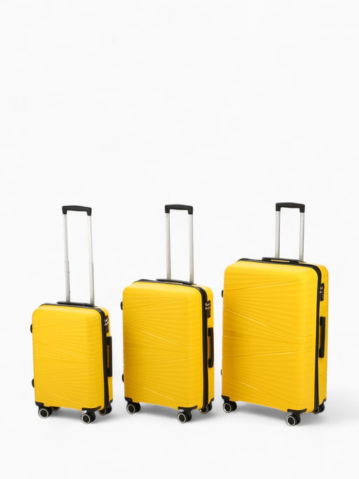 Чемодан на колёсах «Полосы», маленький 44 л (S), на молнии, кодовый замок, 4 колеса, жёлтый