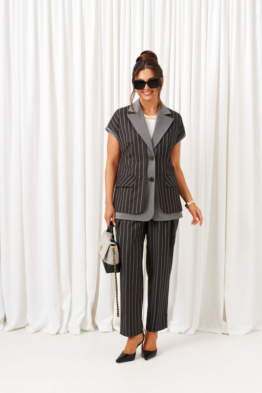 Костюм Beautiful Free 6434 тёмно-серый в полоску