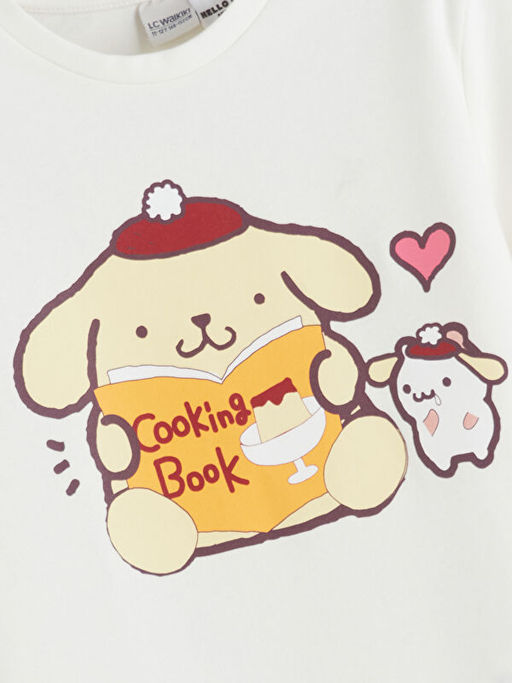 Bisiklet Yaka Pompompurin Bask?l? K?z ?ocuk Ti??rt ve Etek