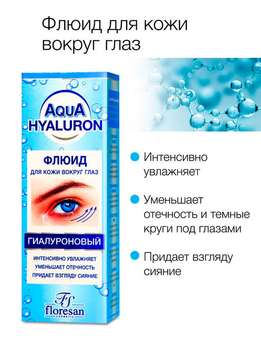 Floresan AQUA HYALURON Флюид для кожи вокруг глаз гиалуроновый, 30мл