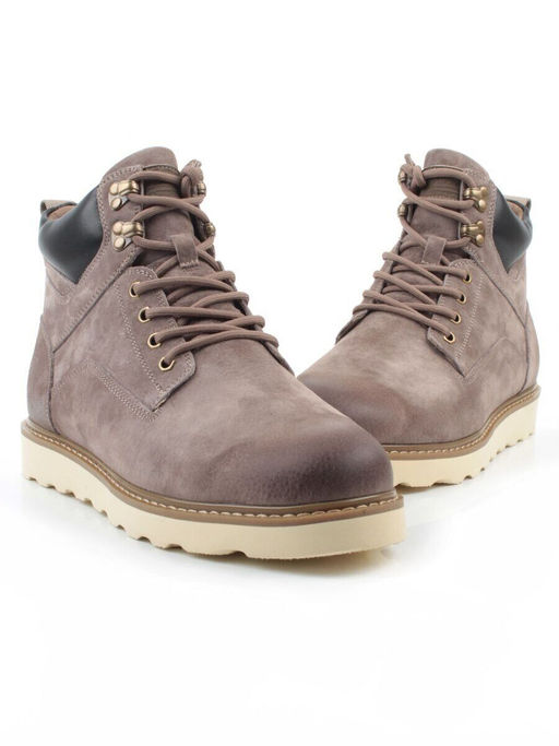 05-H50119A-3 GRAY/BROWN Ботинки демисезонные мужские (натуральная кожа, байка)