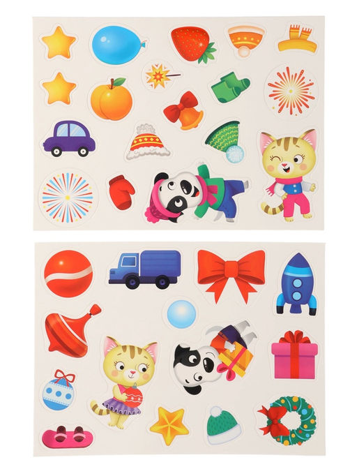 Книга с липучками "Новогодние липучки", 85 липучек