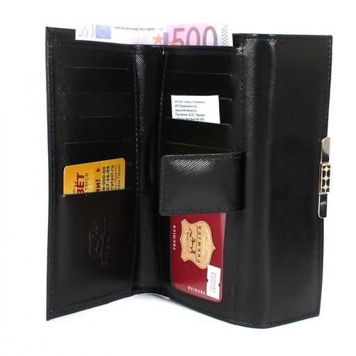Портмоне женское Premier-В-30 н/к, 3 отд, 12 карм, черный сафьян матовый (589) 200573 фото 3