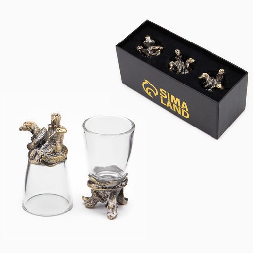 Рюмки для водки «Змеи», набор на 3 персоны, стопка 30 мл, цвет бронза