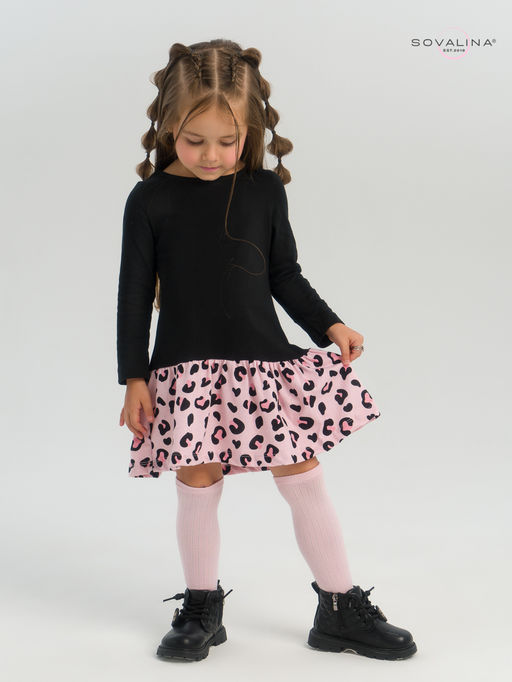 Платье Алиса дл/р черный-нежный леопард - Sovalina фото 27