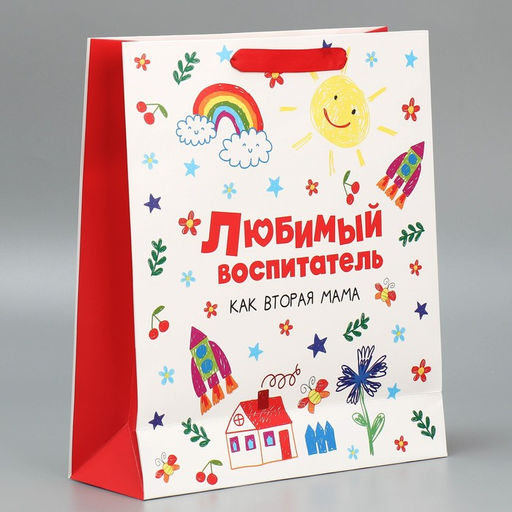 Пакет подарочный ламинированный, упаковка, «Любимый воспитатель», M 25.5 х 30 х 9 см