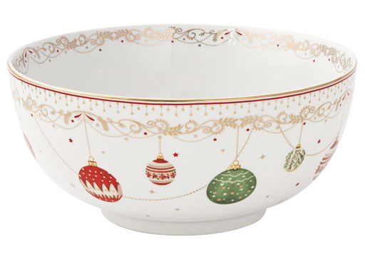 Салатник, 23х10 см, 2,5 л, фарфор P, белый, Новогодние шары, Christmas Eve