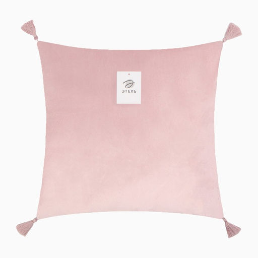 Набор декоративных наволочек Этель с кисточками, цвет розовый, 45х45 см - 2 шт, полиэстер, велюр  фото 5