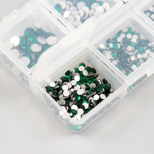 Декор для творчества стекло «Стразы. Тёмно-зелёный», d=2-4.8 мм, набор 1188 шт., 6×8×1.5 см