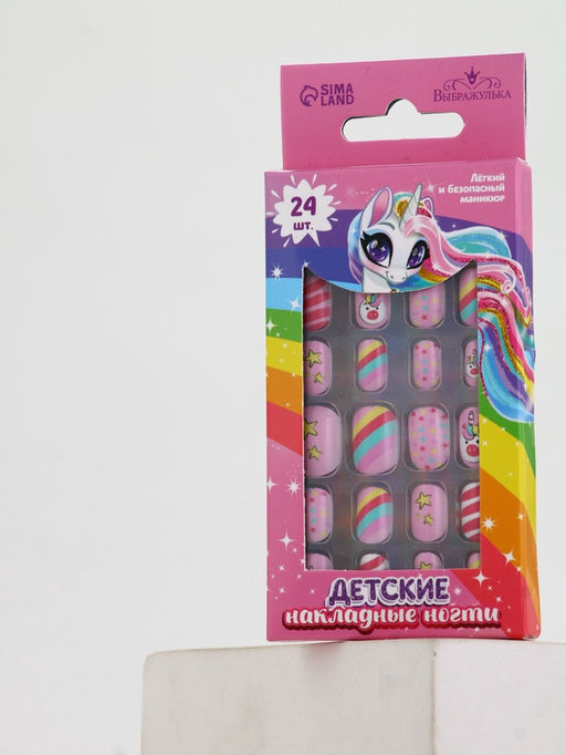 Детские накладные ногти Розовый единорожка, набор 24 шт. - Выбражулька фото 2