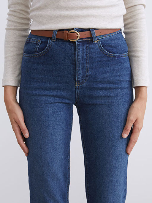 Beli Kemerli Mom Fit Kad?n Jean Pantolon