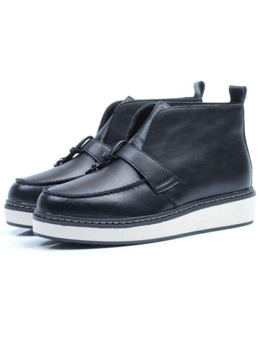 01-5172-1 BLACK Ботинки женские демисезонные (натуральная кожа, байка)