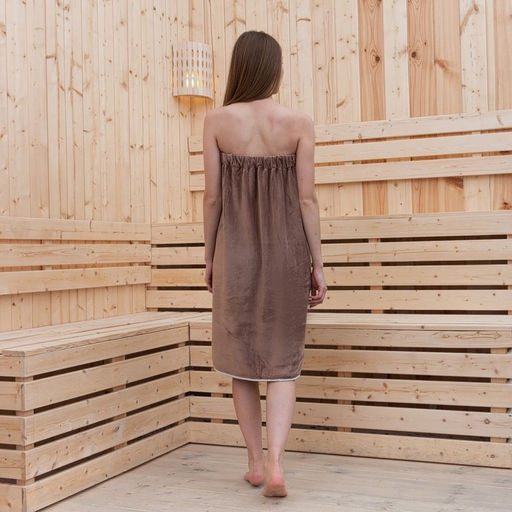 Полотенце-парео Этель для бани, цв. коричневый, 70*140 см, 100% п/э, 280 г/м2  фото 4