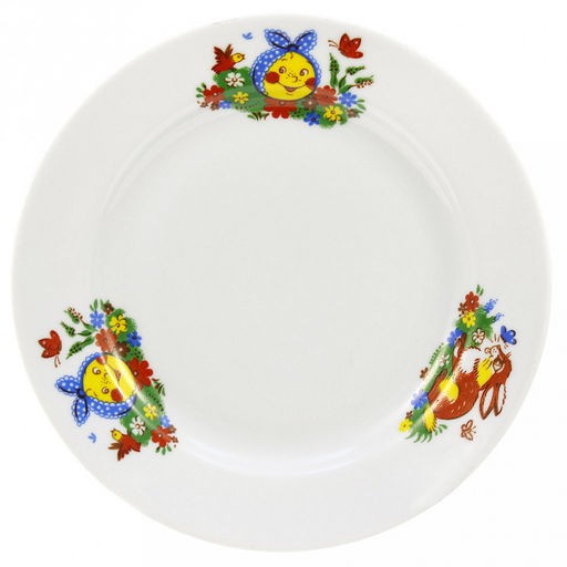 Тарелка мелкая фарфоровая Веселый колобок д175мм, h25мм, гладкий край (Россия)
