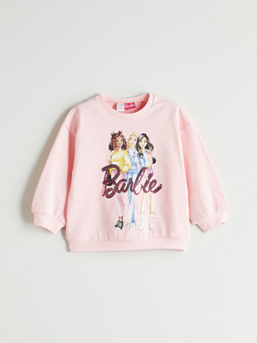 K?z ?ocuk Barbie Bask?l? Sweatshirt