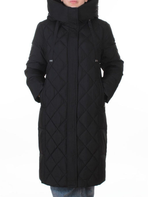 8353 BLACK Пальто зимнее женское (200 гр. холлофайбер)