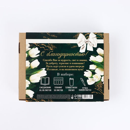 Подарочный набор, планер, ежедневник, ручка, термостакан «Дорогому учителю»