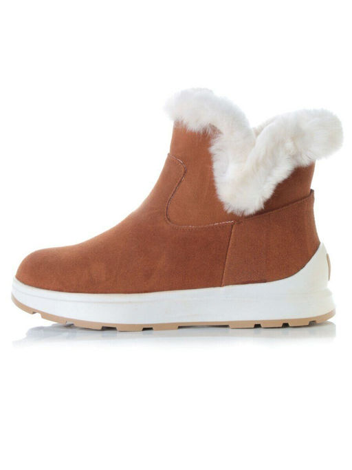 10-M7 BROWN Ботинки зимние женские (натуральная замша, нат.мех и шерсть)