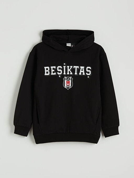 Kap??onlu Be?ikta? Bask?l? Erkek ?ocuk Sweatshirt