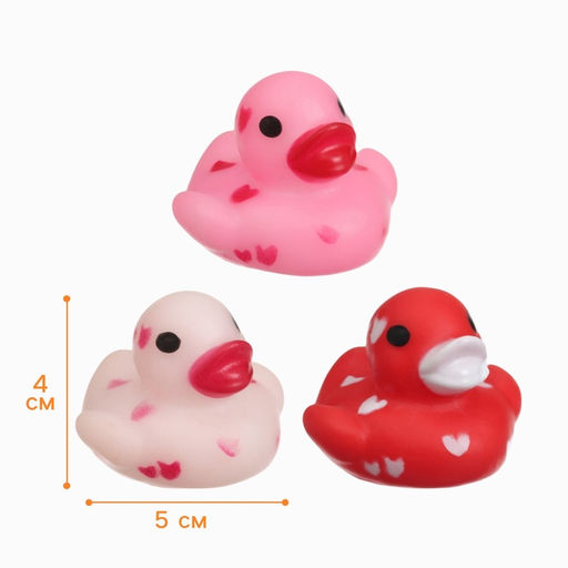 Резиновые игрушки для ванны «Уточки сердечки», в наборе 3 шт.