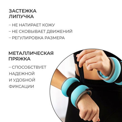 Утяжелители неопреновые ONLYTOP, 2 шт. × 0.25 кг, цвет голубой