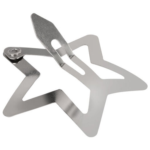 Заколки для волос НАБОР 10 шт., 3 см, клик-клак, звездочки, глянцевый, серебристый, MONTE VITA