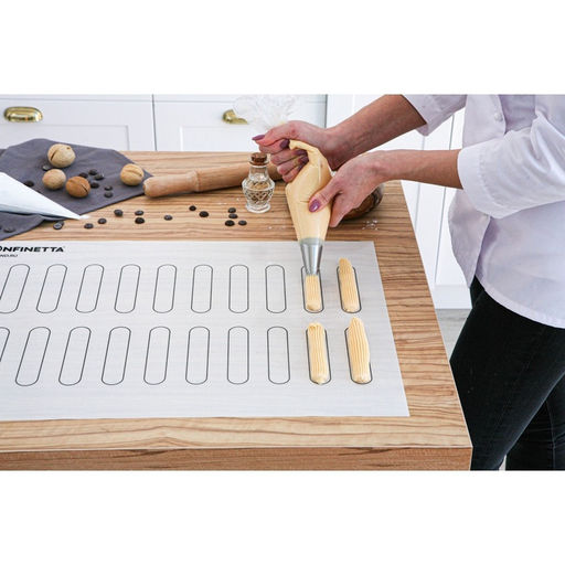 Коврик для выпечки армированный KONFINETTA Эклер, силикон, 40?60 см, 0.4 мм, белый  фото 3