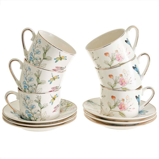 МЛ119P/6 Чайный набор 12 предметов "Стрекоза" (250 мл) в подарочной коробке, белый (6)