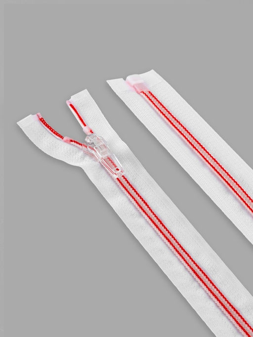 Цена за 10 шт. Молния «Спираль», №5, разъёмная, замок автомат, 50 см, белая, красная