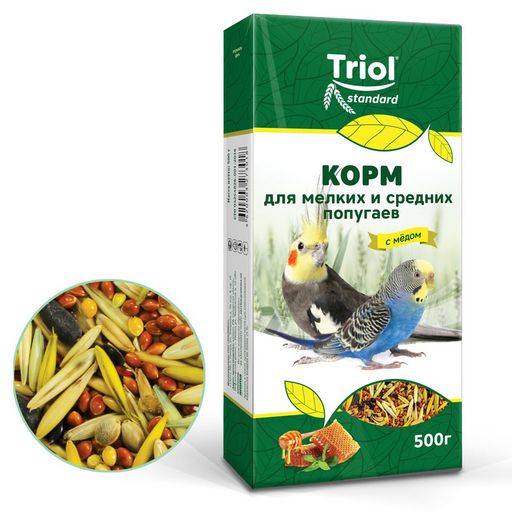TRIOL корм д/попугаев с МЁДОМ 500 г. 1/20