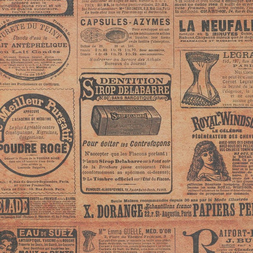 Цена за 10 шт. Бумага упаковочная крафтовая «Газета», 50 х 70 см