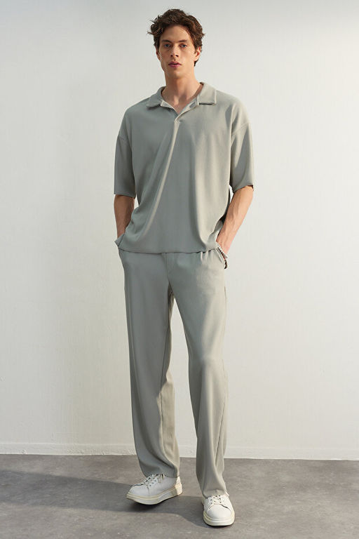 Ta_ Oversize/Geni_ Kesim Dokulu K_r__maz Ottoman Polo Yaka T-Shirt TMNSS23PO00020 - Trendyolmilla фото 2