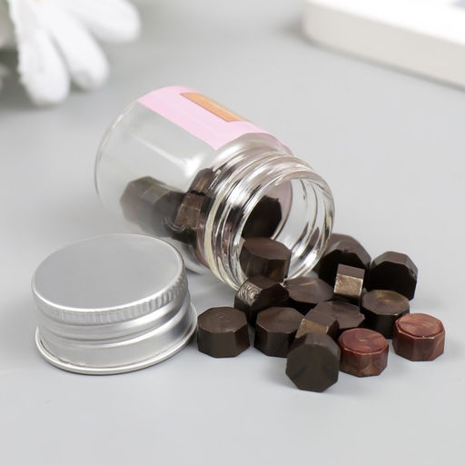 Цена за 2 шт. Сургуч в гранулах в баночке Восьмигранник кофейный 9 гр 4,5х3х3 см - Арт узор фото 5