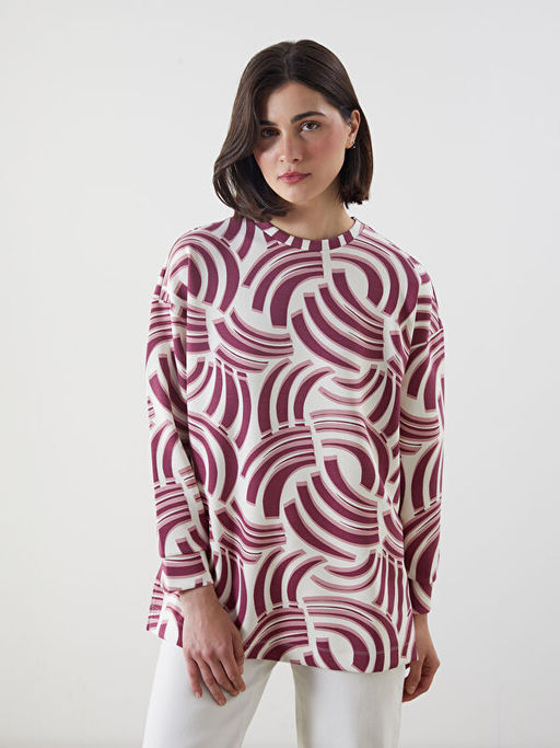 Desenli Oversize Kad?n Sweatshirt Tunik