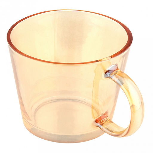 Кружка стеклянная "Лирика" 350мл, д9,7см, h7,9см, основание д7см, янтарный перламутровый, набор 2шт, в коробке (Китай)
