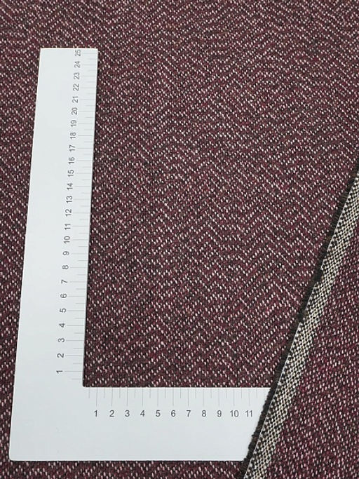 Шерсть пальтово-костюмная Твид Зигзаг цв.темно-вишневый меланж, ш.1.5м, шерсть-30%, п/э-70% - Купава фото 14