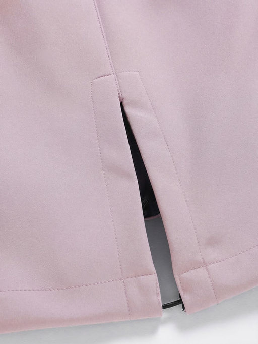 Парка женская софтшелл виндстоппер удлинённая с капюшоном розового цвета 9618_1R